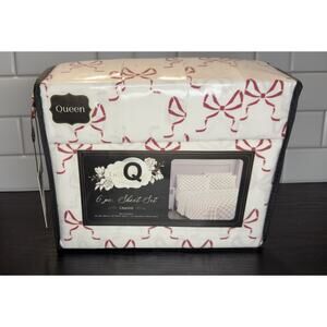 La Belle Fleur Queen Sheet Set — Red & White Bows